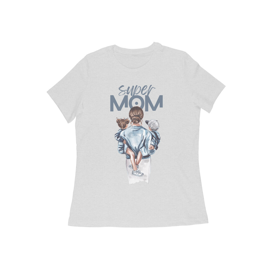 Women's Half Sleeve Round Neck T-Shirt - Super MOM - arkkart